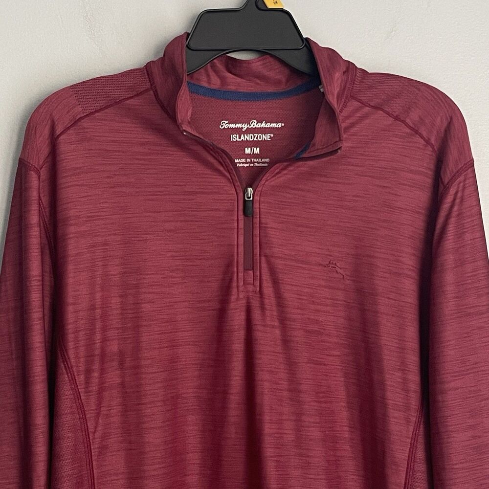 Tommy Bahama Breathable Quarter Zip Men's M Red Island Zone Sweatshirt Golf